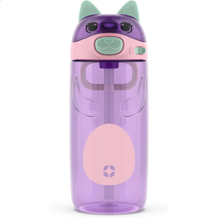 Ellies 16 oz Tritan Kids Water Bottle – Straw Lid, Carrying Handle & Leak-Proof Design for School & Lunchbox