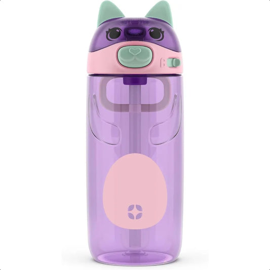 Ellies 16 oz Tritan Kids Water Bottle – Straw Lid, Carrying Handle & Leak-Proof Design for School & Lunchbox