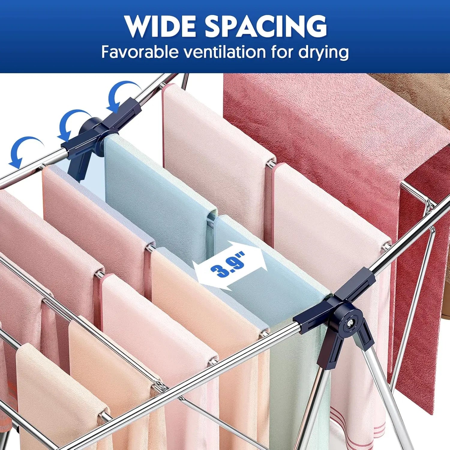 Adjustable Gullwing Foldable Clothes Drying Rack – Height-Adjustable Wings, Indoor & Outdoor Laundry Stand