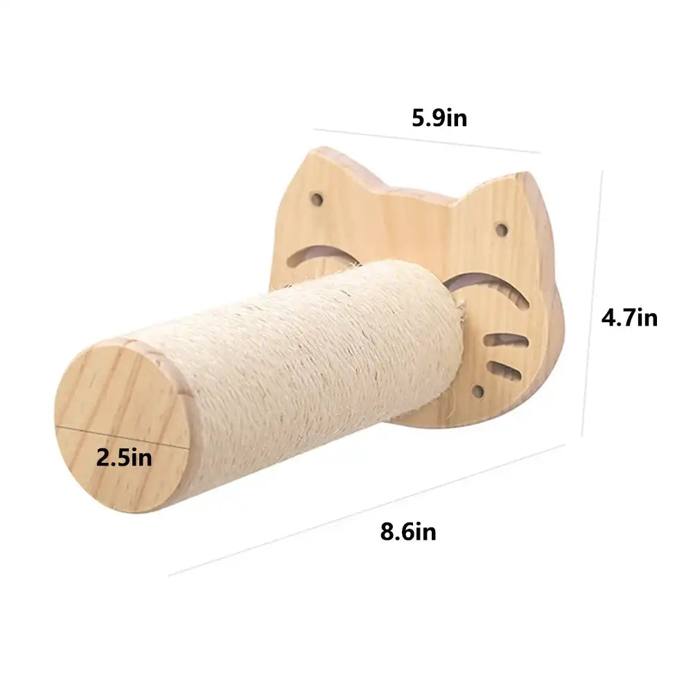 Cat Climbing Shelf – Wall-Mounted Four-Step Stairway with Sisal Scratching Post, Tree Tower Platform for Jumping & Climbing Pet Furniture