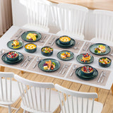 Vancasso Green Reactive Glaze Stoneware Dinnerware Set – Scratch-Resistant, 12/18 Piece Stylish Tableware