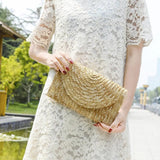 Women’s Wheat-Straw Woven Clutch Bag – Handmade Casual Handbag for Daily Use