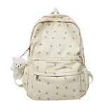 Floral Prints Girls’ College Backpack — Large-Capacity Aesthetic School Bookbag with Pendant