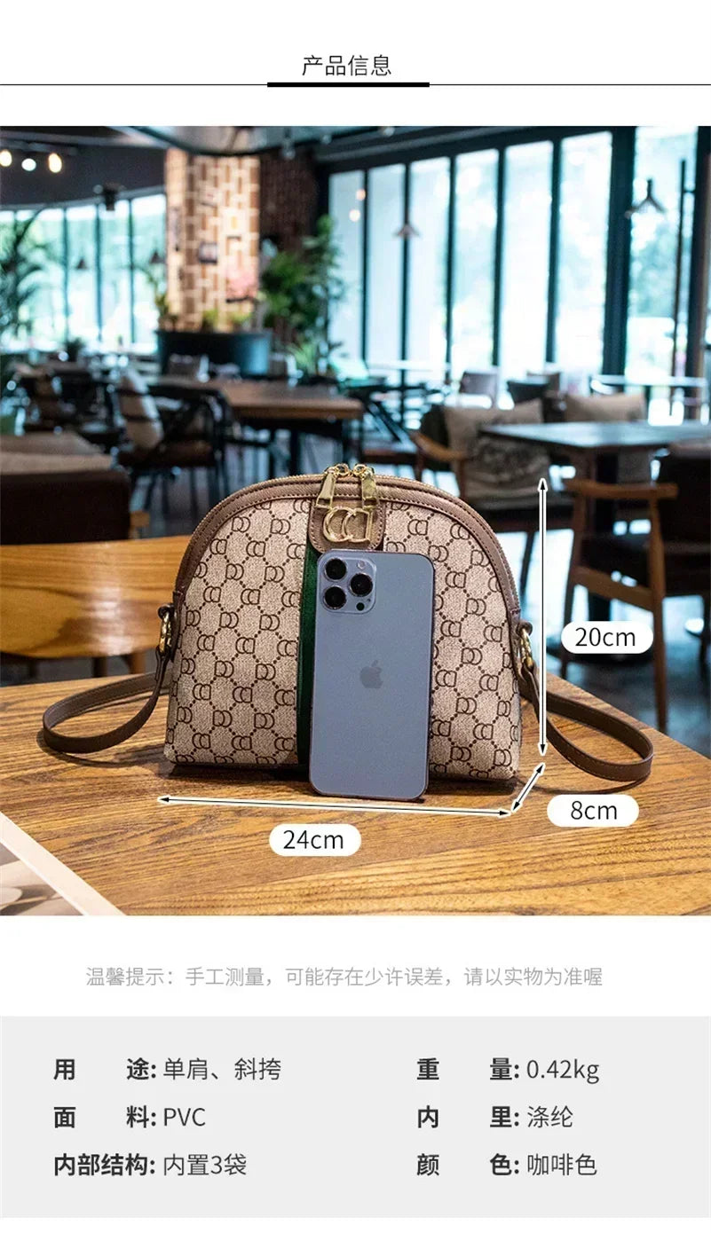 Designer Luxury Shell Shoulder & Crossbody Bag for Women – Hand-Printed Fashion Tote with Elegant Presbyopia Pattern