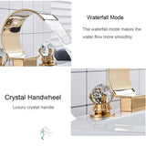 White Waterfall Bathroom Basin Faucet with Hot/Cold Mixer — Deck-Mount Single/Three Hole Water Tap