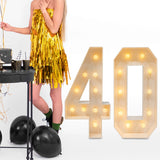 LED Number Lamp – 40th Birthday Illuminated Number Light with Warm White Marquee Bulbs for Party Décor