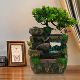 LED Tabletop Resin Fountain – Rockery Water Ornament with LED Light for Relaxing Home & Office Décor