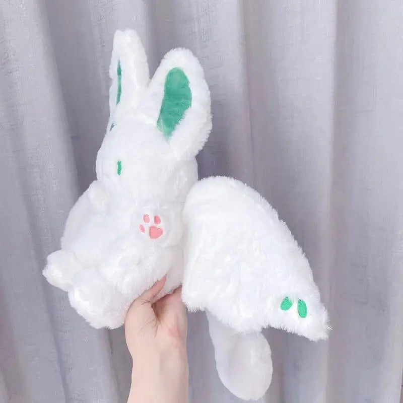 Bunny Plush Toy – 35cm Adorable Stuffed Rabbit Plushie with Bat Wings Design, Realistic Furry Hugging Pillow & Cute Home Decor