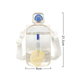 Flat Square Transparent Water Bottle with Adjustable Strap – Slim Travel Canteen for Sport & Camping