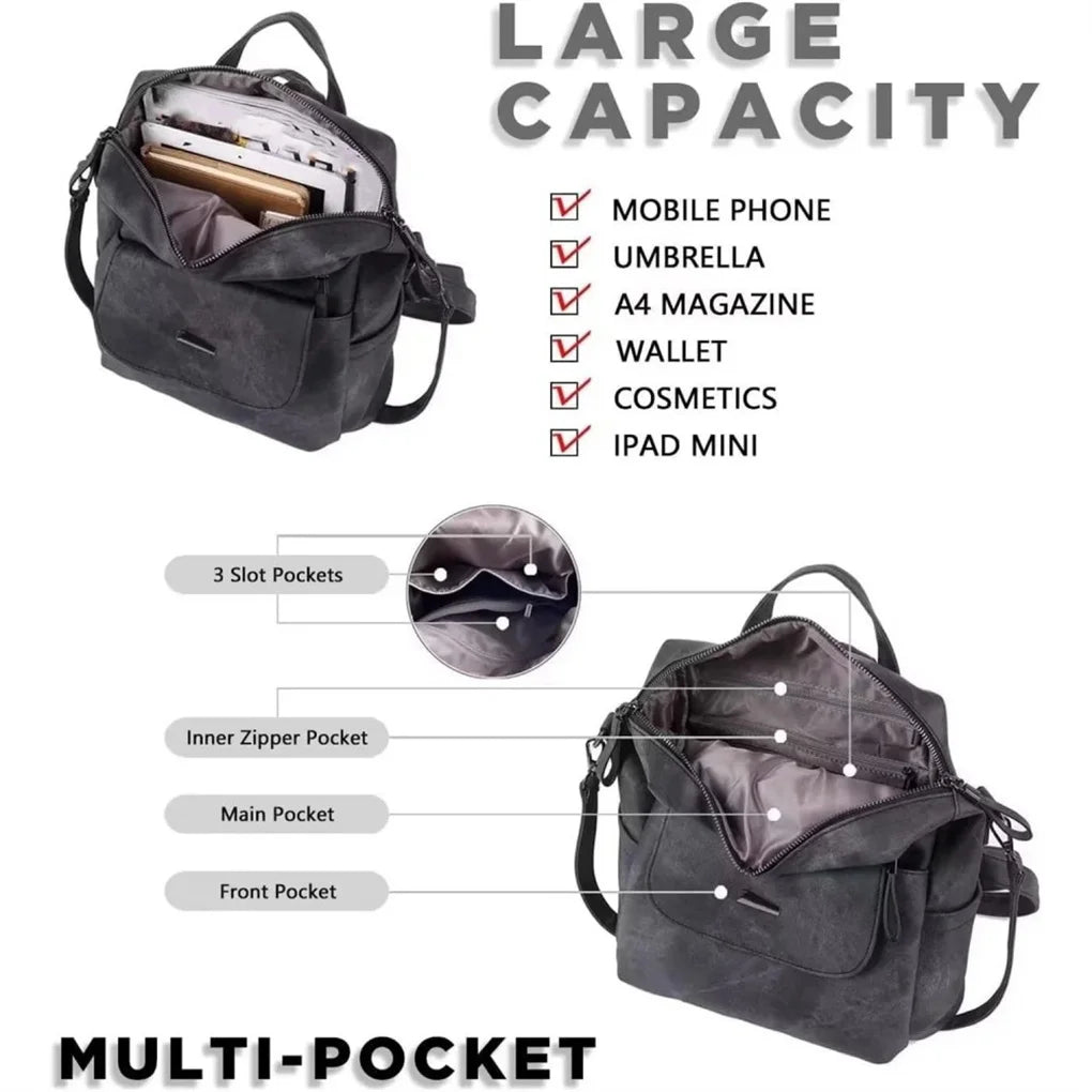 2025 Women’s Backpack Purse – Waterproof PU Leather Fashion Shoulder Bag & Casual Handbag for Daily Carry