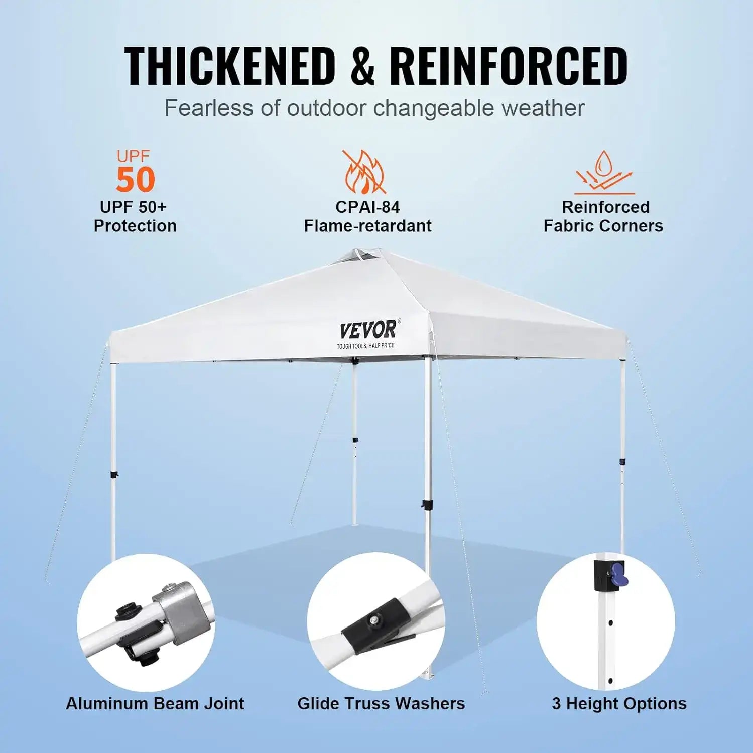 10′ x 10′ Pop-Up Canopy Tent – 250D PU Silver-Coated Tarp with Roller Bag & 4 Sandbags