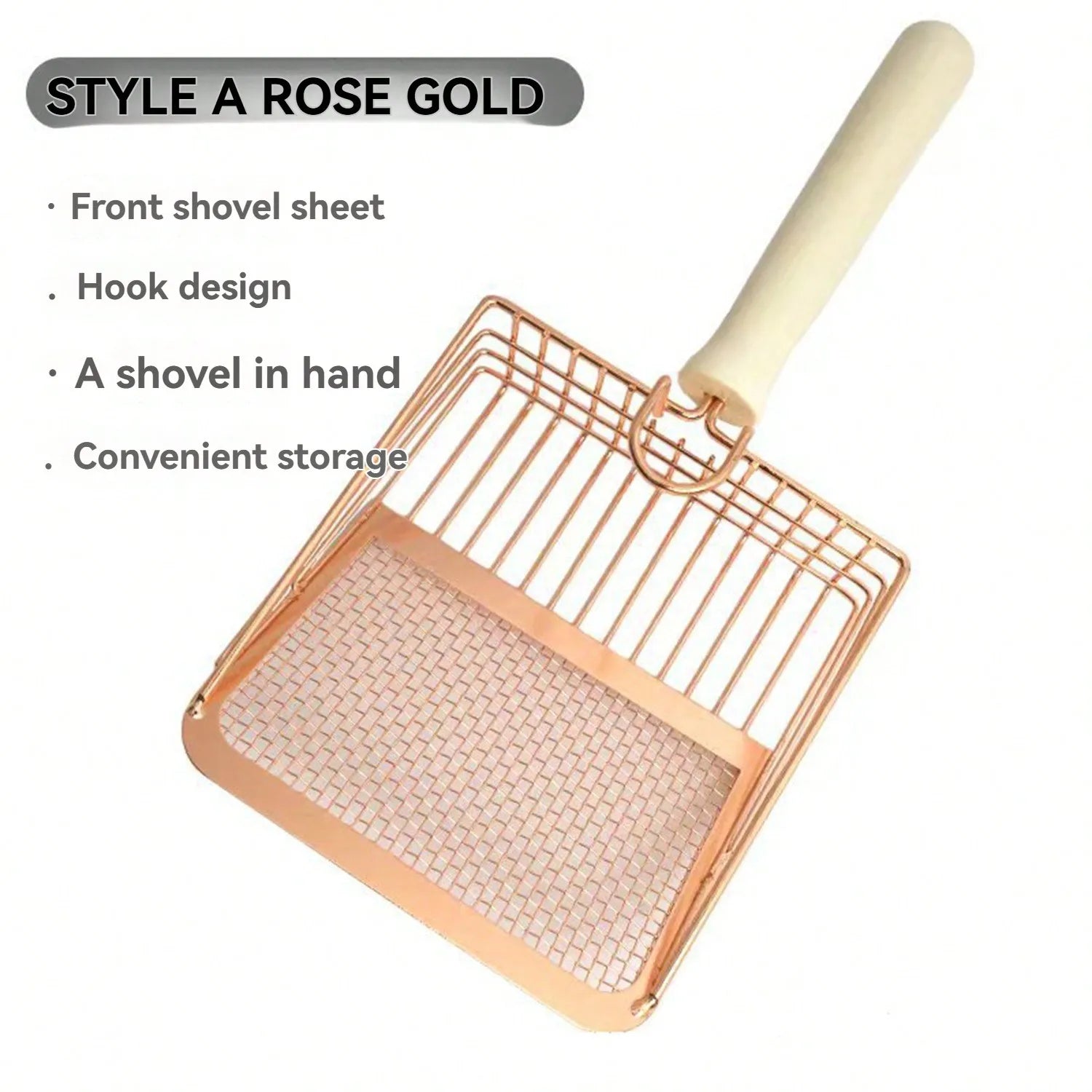 Fast Sifting Stainless Steel Cat Litter Scoop with Ergonomic Wood Handle & Stand – Deep Clean, Mess-Free