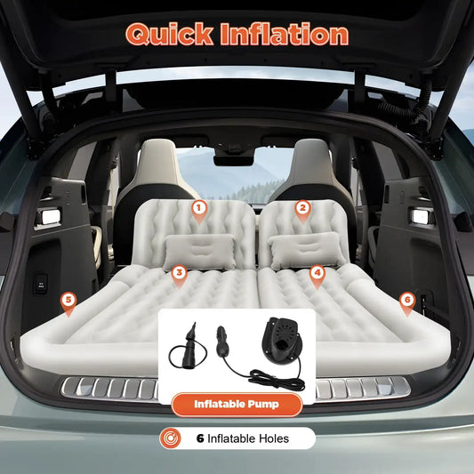 Inflatable Car Mattress for SUV Trunk & Back Seat – Travel Camping Bed with Air Pump