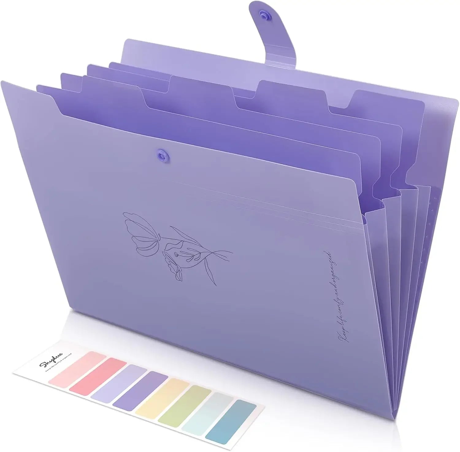 A4 Expanding File Folder – Portable Pocket Organizer with Multiple Sections for School, Office & Home (Purple)