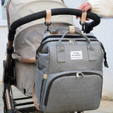 Foldable Bed Diaper Bag with Changing Station, Insulated Pocket & Large-Capacity Double-Shoulder Mommy Bag