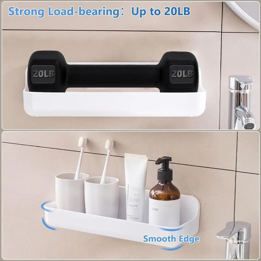 2-Pack Adhesive Shower Caddy – No-Drill Plastic Wall Shelves for Shower & Bath Storage