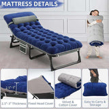 Camping Cot with Mattress, 4-Position Folding Camping Bed Hold up 330lbs, Portable Sleeping Cot for Camp, Beach, Patio - PulinGO