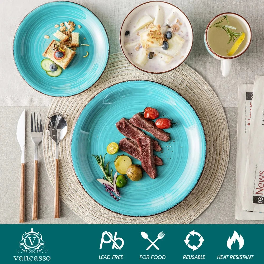 Vancasso Bella 16-Piece Porcelain Dinnerware Set – Vintage Ceramic Plates, Bowls & Mugs (Service for 4)