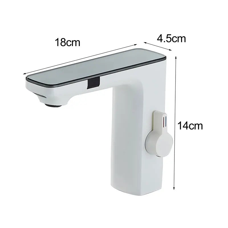 Premium Smart Touchless Dual-Sensor Bathroom Faucet with Hot/Cold Mixer – White Deck-Mount Basin Tap