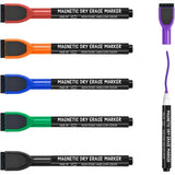 Magnetic Dry Erase Markers & Erasers – 6-Count Color Set with Fine Tips for Calendar & Whiteboards