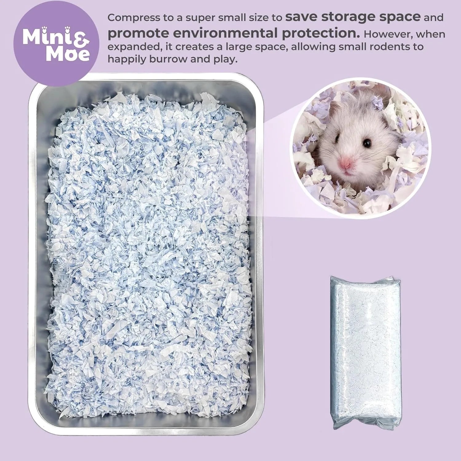 Natural Paper Small Pet Bedding – 23L/50L Dust-Free, Odor Control & Moisture Absorbent Shavings for Hamsters, Rabbits & Guinea Pigs