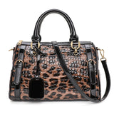 Luxury Leopard Print Cowhide Handbag for Women – Large Capacity Shoulder Bag