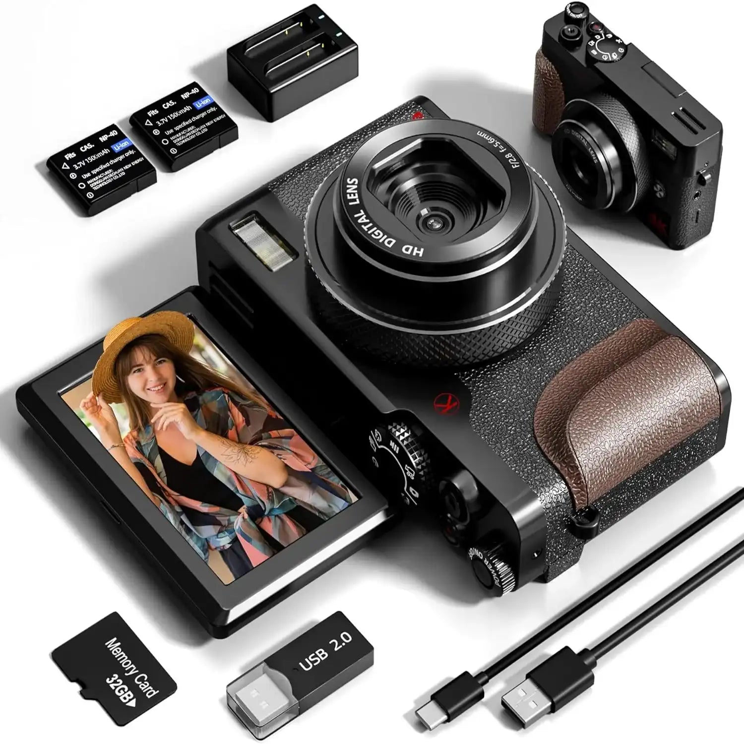 56MP 4K Autofocus Digital Camera with 18X Zoom, 32GB TF Card & Dual Batteries 📸✨