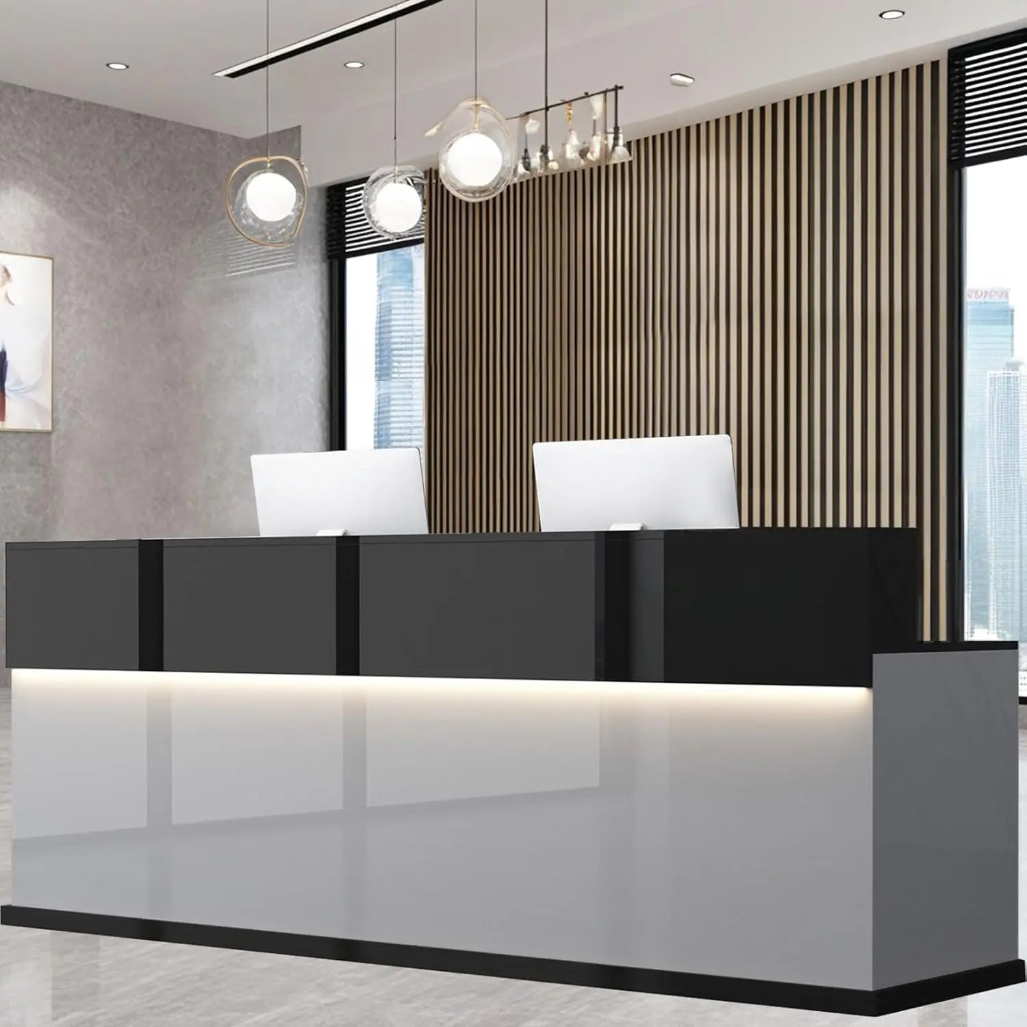 🛋️ 63–71" Reception Desk – Front Counter with Lockable Drawers for Retail, Office & Reception Areas