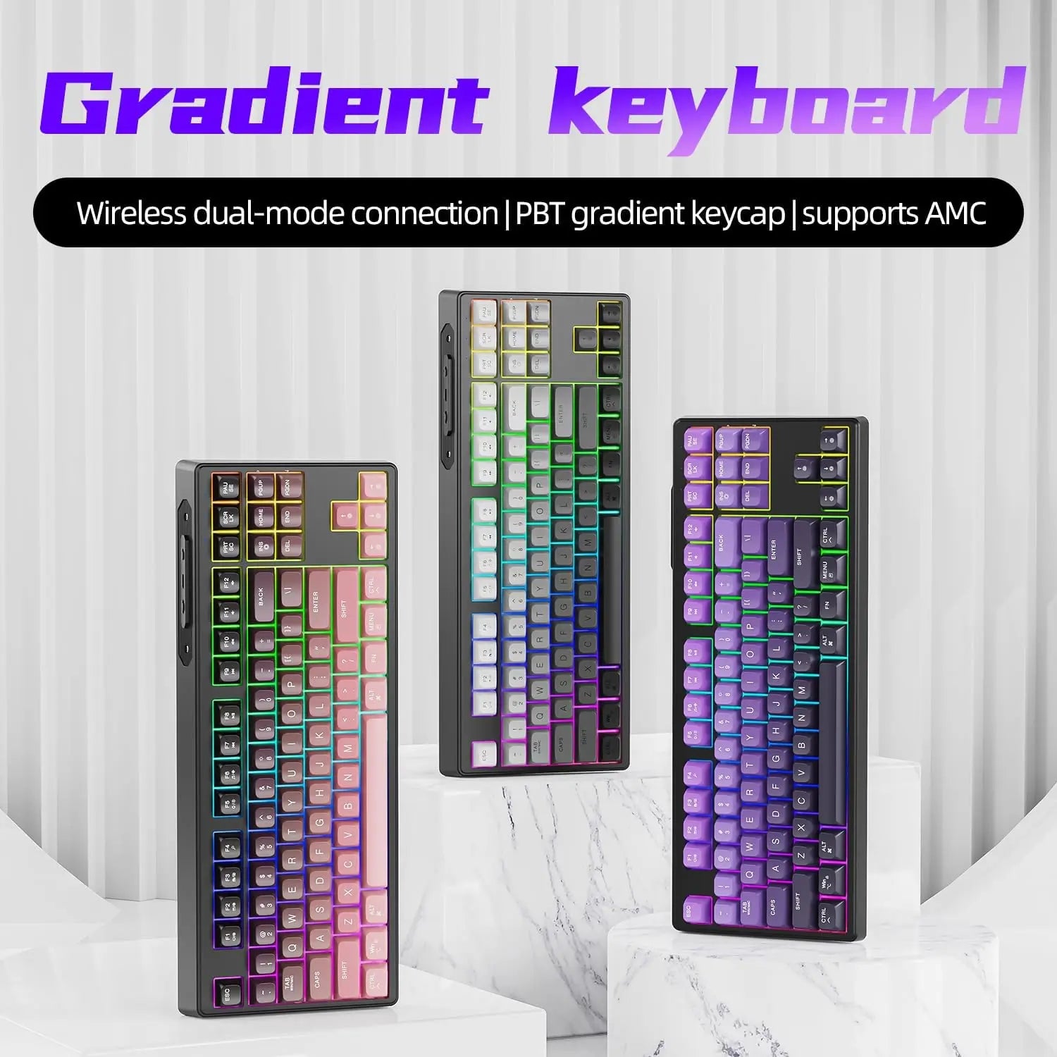 MambaSnake X FreeWolf M87 Wireless Gaming Keyboard – 75% Silent Membrane with RGB & PBT Keycaps