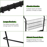 5-Tier Over-The-Door Towel & Accessory Rack with Hooks & Basket – Matte Black Metal