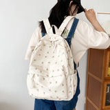 Women’s College Student Large Capacity Backpack – Adjustable Straps & Flower Design
