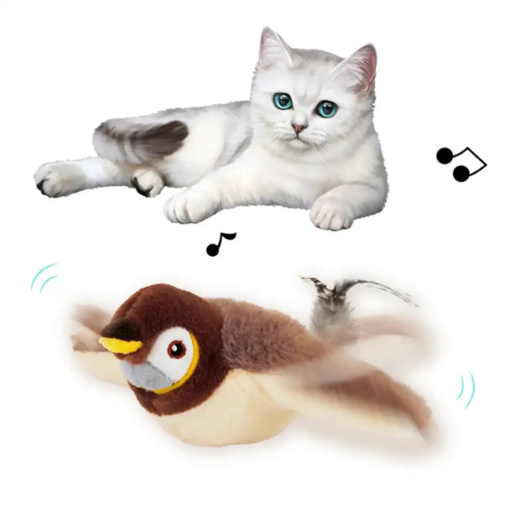 Interactive Sparrow Cat Toy with Flapping Wings & Catnip – Motion Sensor Bird-Style Plaything for Cats