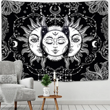 Mandala Tapestry Sun & Moon – Black & White Wall Hanging Hippie Décor for Dorm, Yoga, Living Room