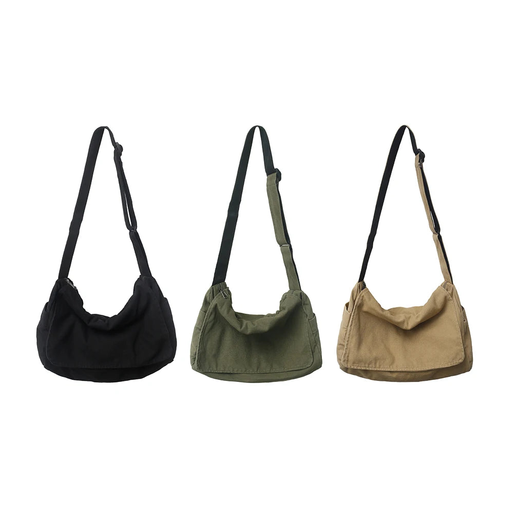 Vintage-Style Canvas Messenger Bag for Women – Versatile Retro Tote Sling with Adjustable Strap