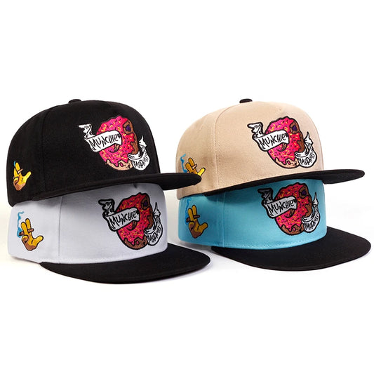 Unisex Donut Embroidery Baseball Cap – Adjustable Hip-Hop Outdoor Hat with Sun Protection
