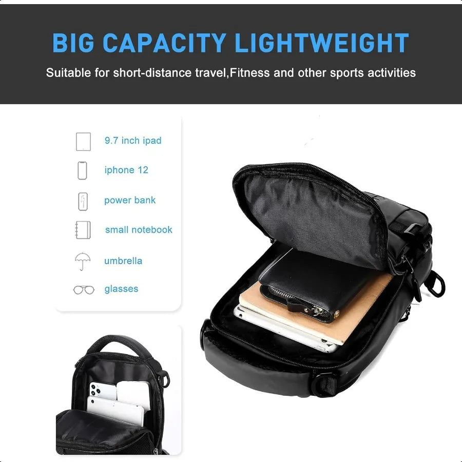 Anti-Theft Sling Crossbody Backpack for Men — Lightweight One-Strap Travel & Motorcycle Daypack