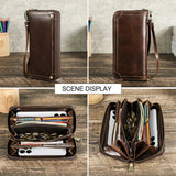 CONTACT’S Genuine Leather Long Wallet for Men – Large Capacity Business Clutch with Zipper, Coin & Cellphone Pockets, and Card Holder