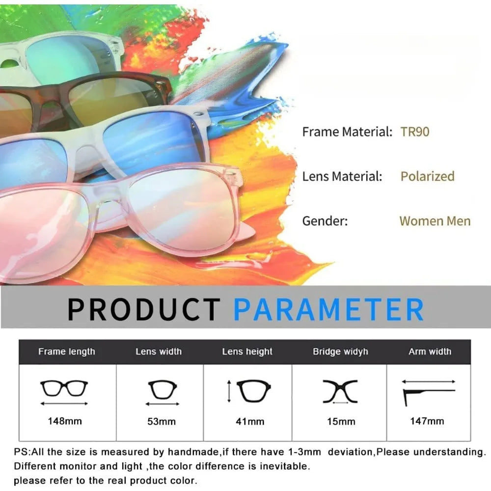 Polarized Retro Sunglasses – Classic Black UV400 Shades for Men & Women, Ideal for Driving & Fishing