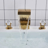 White Waterfall Bathroom Basin Faucet with Hot/Cold Mixer — Deck-Mount Single/Three Hole Water Tap