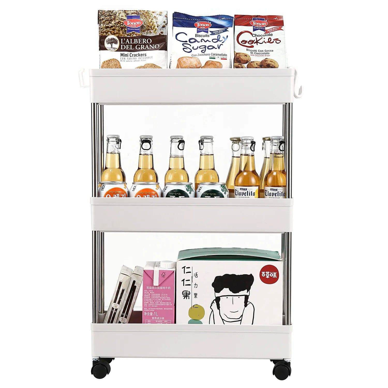 3-Layer Ultra-Thin Mobile Slim Storage Cart – Plastic & Stainless Steel, Suitable for Kitchen, Bathroom & Laundry