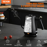 VEVOR 1 L Electric Gooseneck Kettle – 1200 W Fast-Heating Stainless Steel Pour-Over Coffee & Tea Kettle