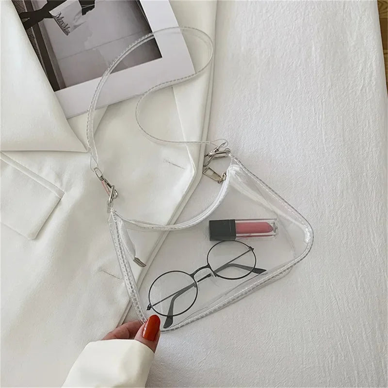 Clear Jelly Shoulder Bag – Y2K PVC Under-Arm Purse for Women