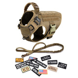 Military Tactical Large Dog Harness Set – Training Vest with Collar, Leash, Bags & Patches for Malinois & Large Breeds