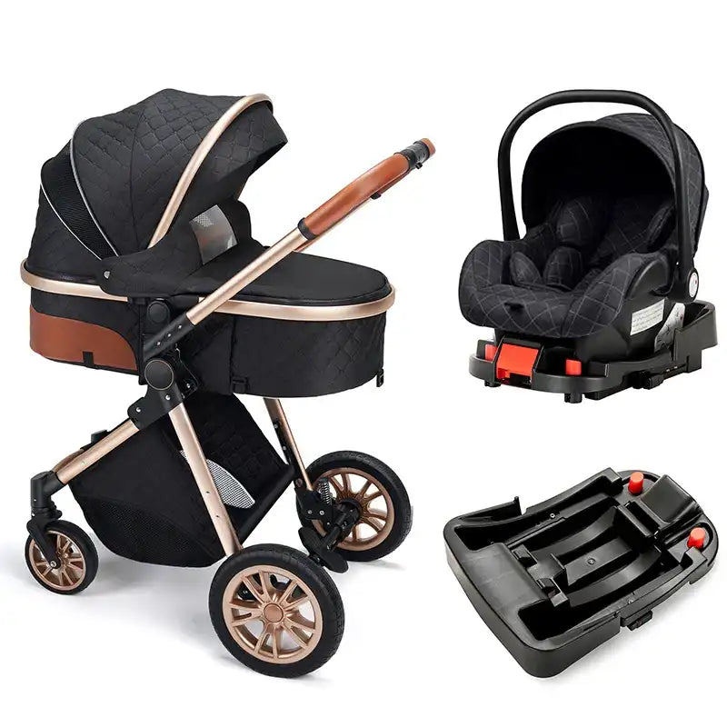 3-in-1 Luxury Baby Travel Stroller with ISOFIX Base – Sit or Lie Down for Newborns