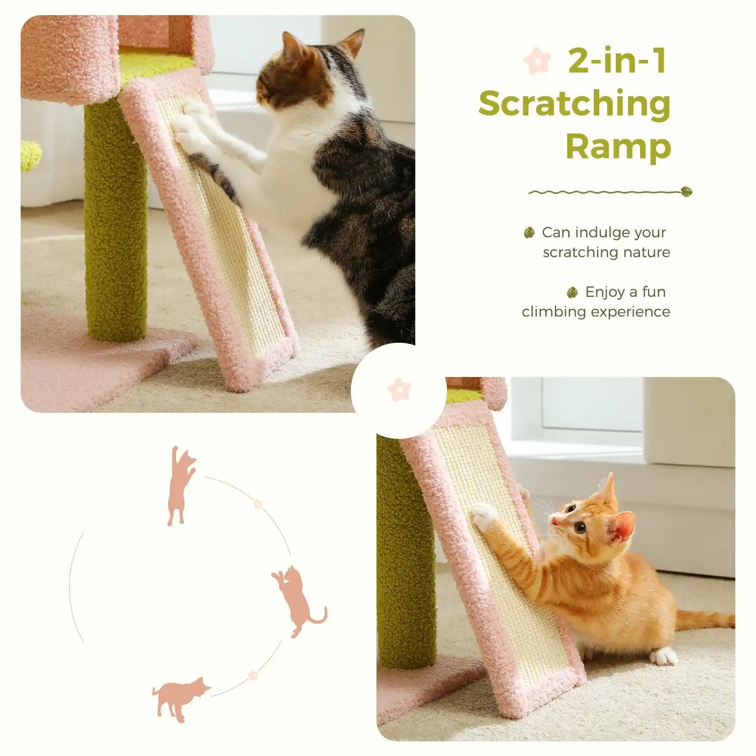 Flower Cat Tree – Multi-Level Cat Tower with Sisal-Covered Scratching Posts, Cute Cat Condo & Top Perch for Indoor Small & Medium Cats