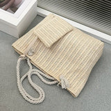 Designer women’s straw tote bag – large-capacity summer beach handbag, casual woven Bali-style purse for vacation, shopping & daily use