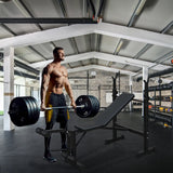 Home Gym Bench Press Set with Squat Rack & Adjustable Bench – Strength Training Equipment for Full-Body Workout