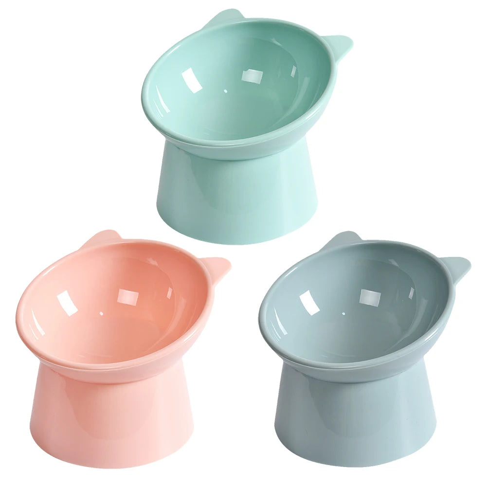 Tilted Elevated Cat Food Bowl – Ergonomic Raised Anti-Vomiting Feeder for Flat-Faced Cats & Small Dogs