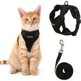 “Non-Slip Cat Leash with Adjustable Vest Harness – Comfortable Chest Carrier for Safe Outdoor Walks”