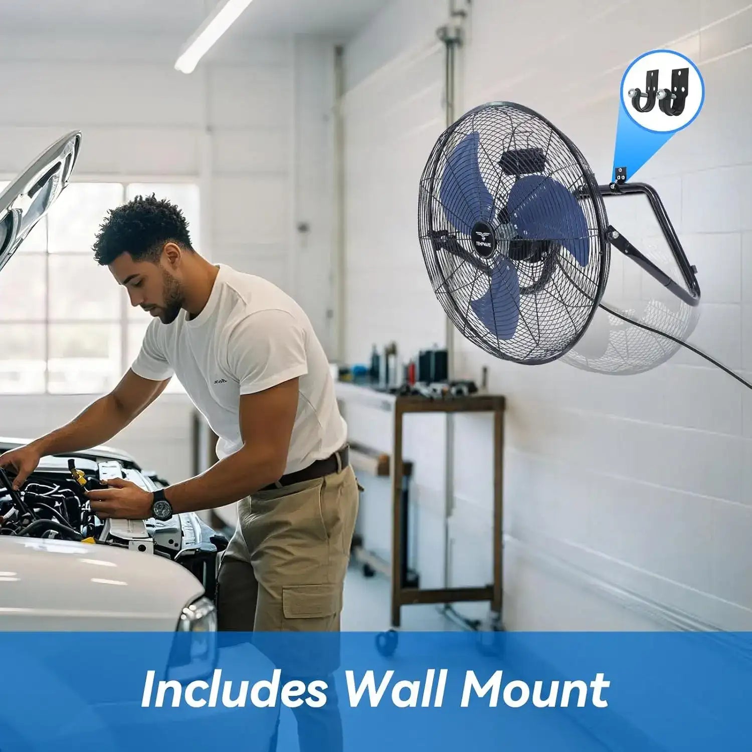 20-Inch High Velocity Industrial Floor Fan – Heavy Duty Metal Cradle Fan with 3 Speeds & 360° Tilt for Warehouse, Workshop & Home